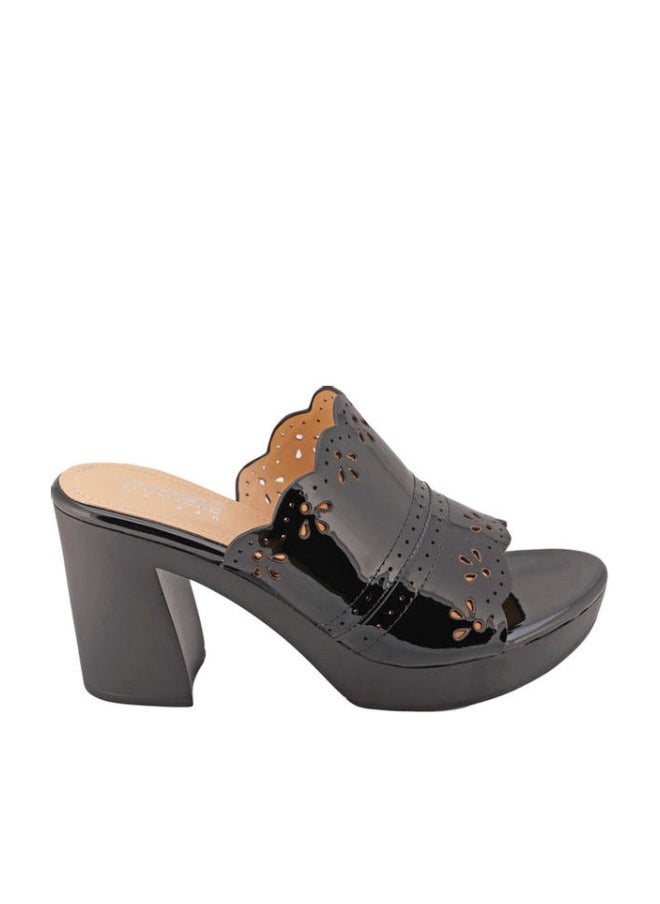 Michelle Morgan High Heel Wedge Sandals Black - Image 1