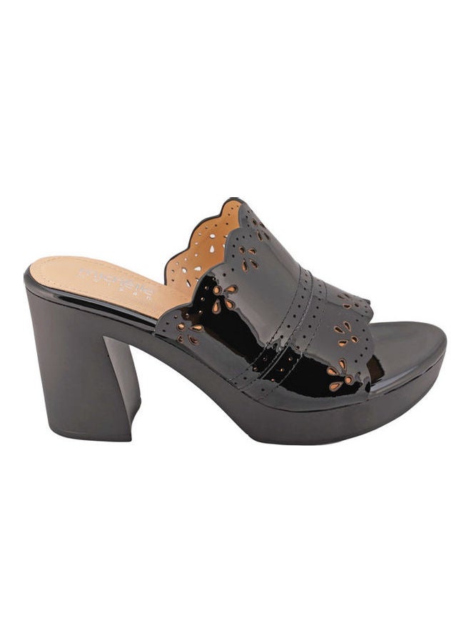 Michelle Morgan High Heel Wedge Sandals Black - Image 2