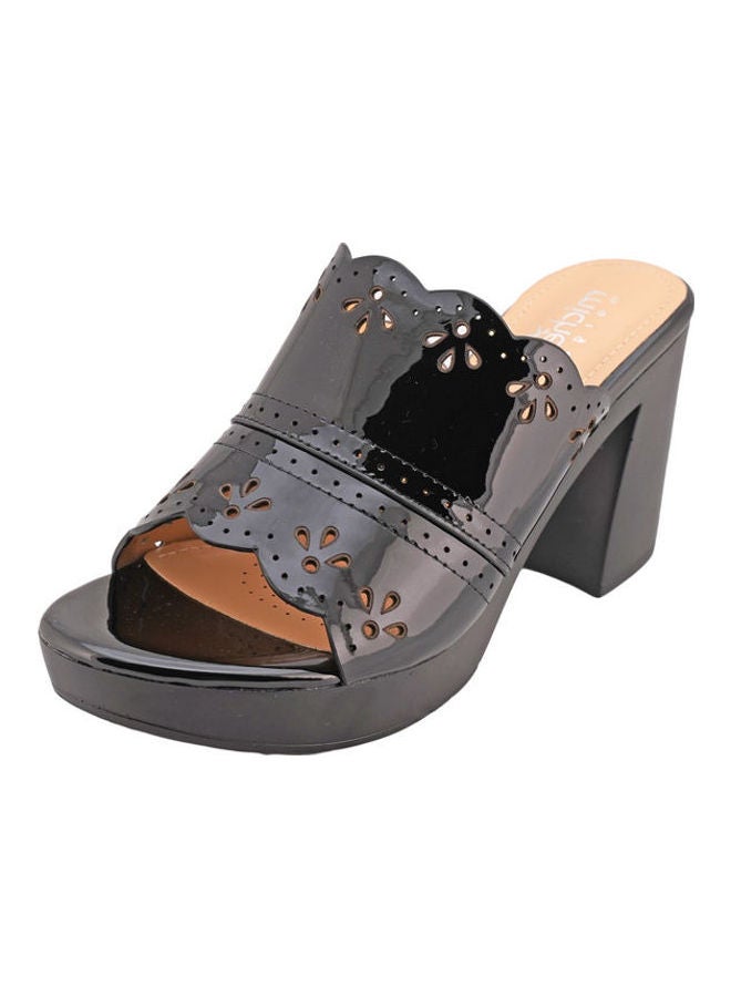 Michelle Morgan High Heel Wedge Sandals Black - Image 3