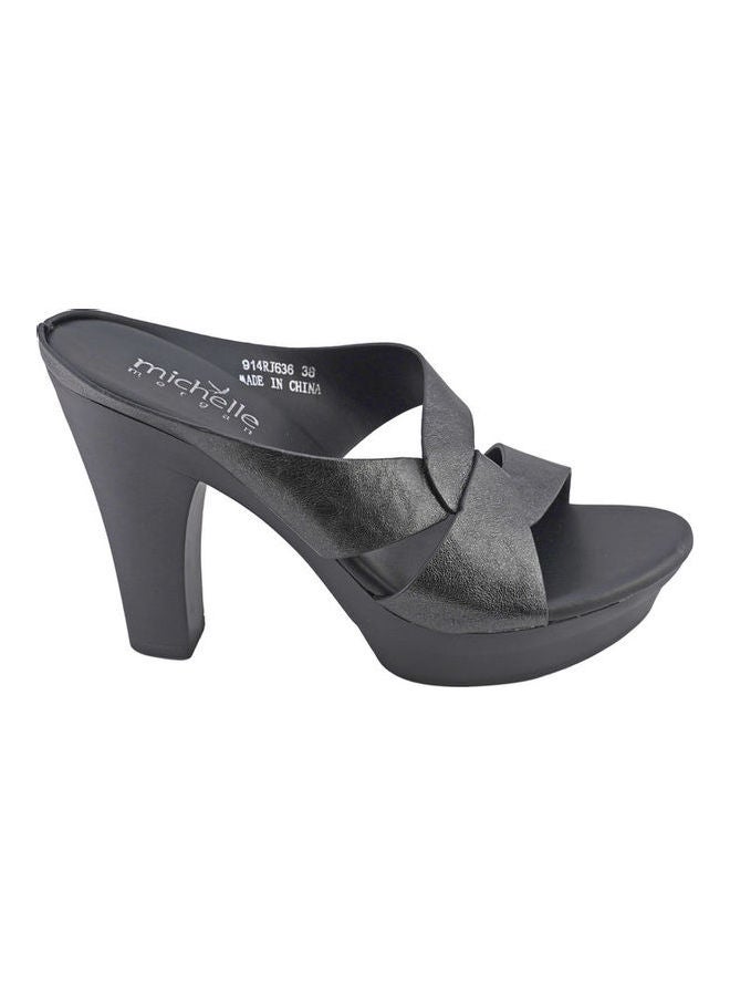 Michelle Morgan High Heel Wedge Sandals Black  - Image 1