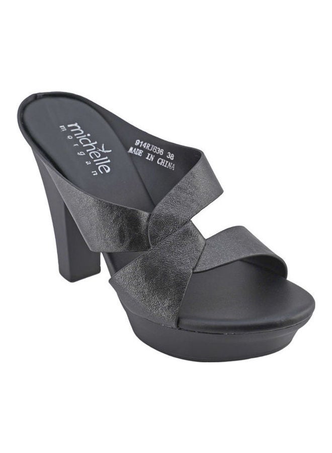 Michelle Morgan High Heel Wedge Sandals Black  - Image 2