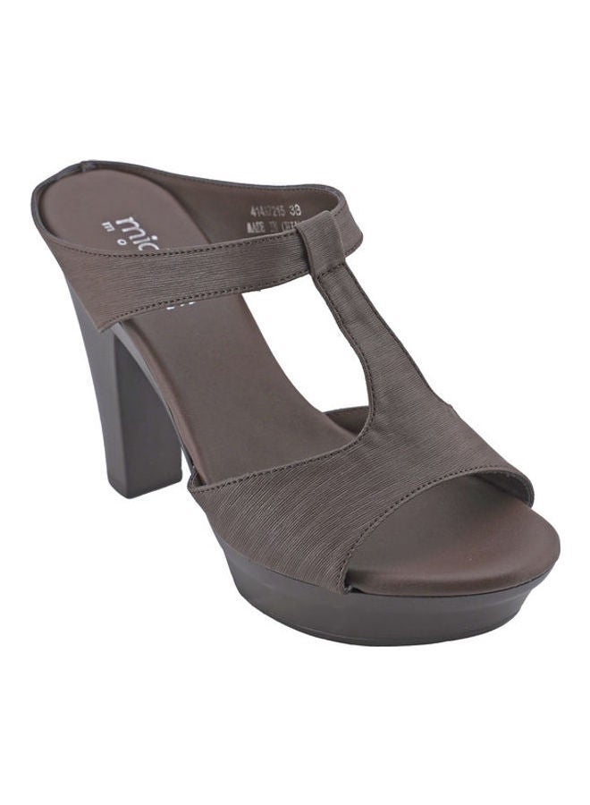 Michelle Morgan High Heel Wedge Sandals Brown  - Image 2