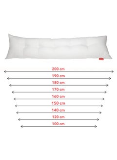 ricrac Microfiber Long Pillow – Soft Cotton Cover, White | Plush Comfort for Restful Sleep Cotton White 170cm  - Image 2