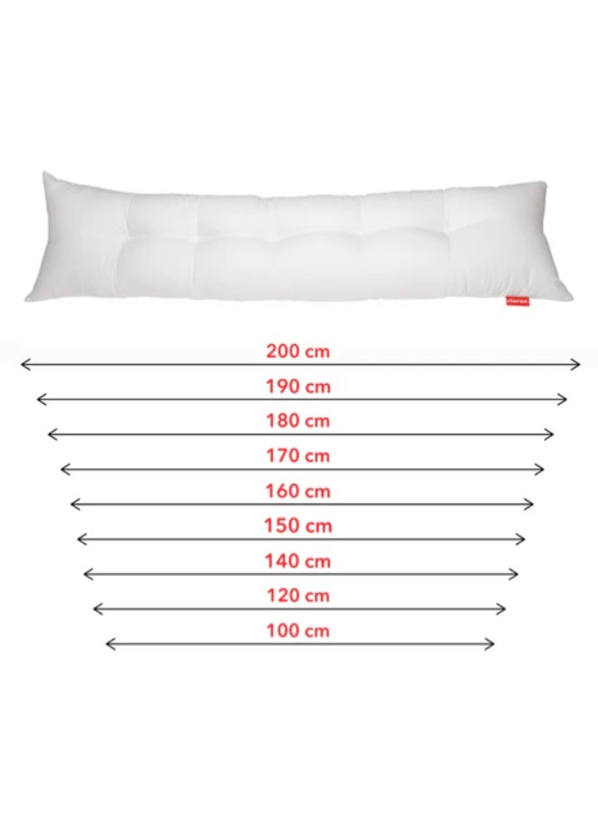 ricrac - Fiber Long Pillow – Soft Cotton, White, for Ultimate Comfort Cotton White 140cm - Image 1