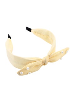 XIMI VOGUE Fresh Imitation Pearl Bow Headband Lime Yellow 31grams Lime Yellow 31grams  - Image 1