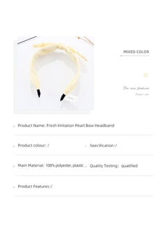 XIMI VOGUE Fresh Imitation Pearl Bow Headband Lime Yellow 31grams Lime Yellow 31grams  - Image 3