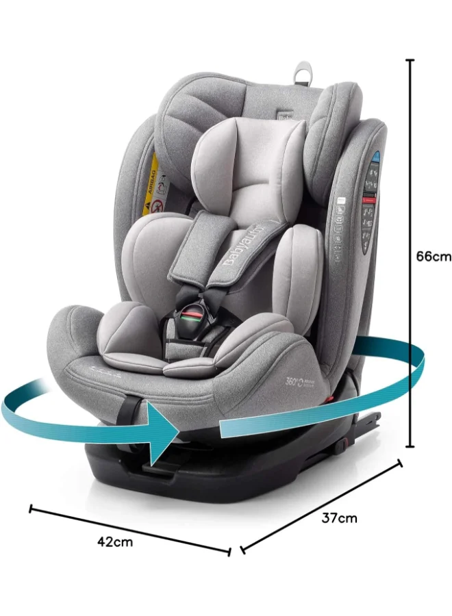 Babyauto Baby Auto Revolta 360 Rotating Car Seat with Adjustable Headrest - 0-12 Years, Grey