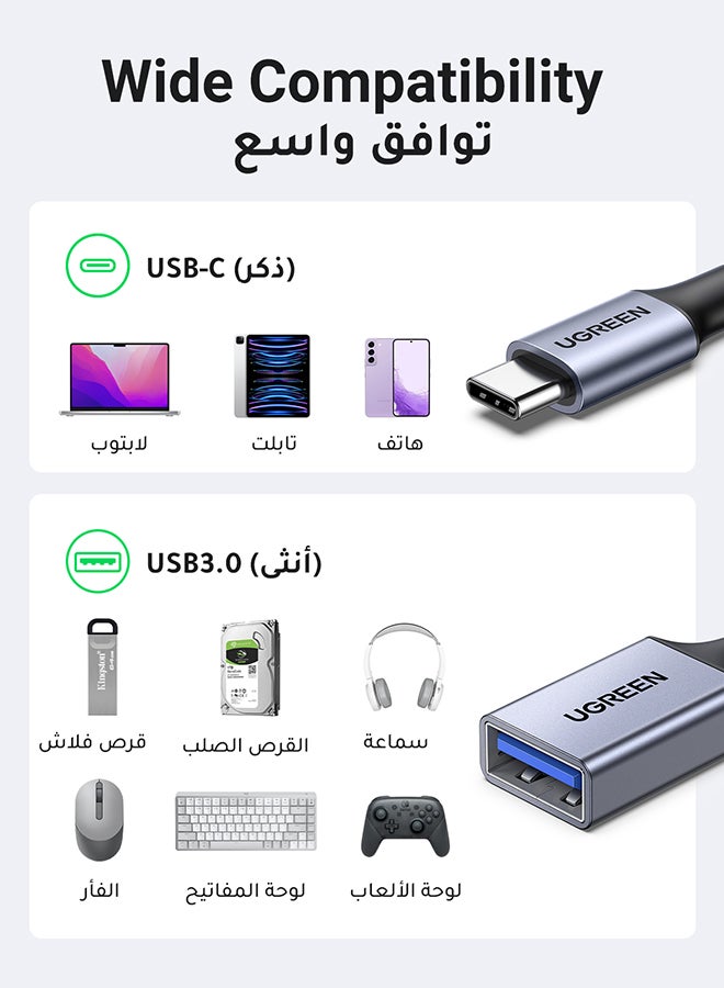 محول من منفذ USB C 3.1 ذكر إلى منفذ USB 3.0 أنثى بسرعة 5 ميجابت في الثانية ومتوافق مع أجهزة ماك بوك برو إصدار 2018/ 2017 وآي باد برو إصدار 2020/ 2018 وجالاكسي نوت 20 ألترا وأجهزة اللابتوب والشواحن أسود - pnsku/N46563932A/45/_/1713689532/ba198e0b-af7a-4e44-b11c-dece22577d74