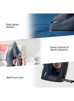 Dry and Wet Steam Iron with Self-clean function, Adjustable Temperature Control, Ceramic Soleplate, Dry/ Steam/ Burst of Steam/ Vertical Steam Function 220 ml 2400 W GSI7703N Black - pnsku/N46569381A/45/_/1713785070/39fd6338-304e-4bdd-9b4b-f8b123c64265