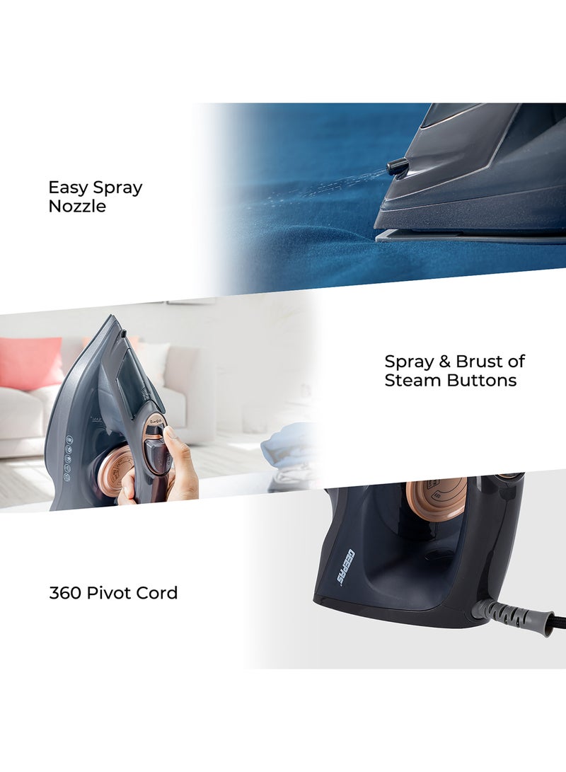 GEEPAS - Dry and Wet Steam Iron with Self-clean function, Adjustable Temperature Control, Ceramic Soleplate, Dry/ Steam/ Burst of Steam/ Vertical Steam Function 220 ml 2400 W GSI7703N Black - Image 1