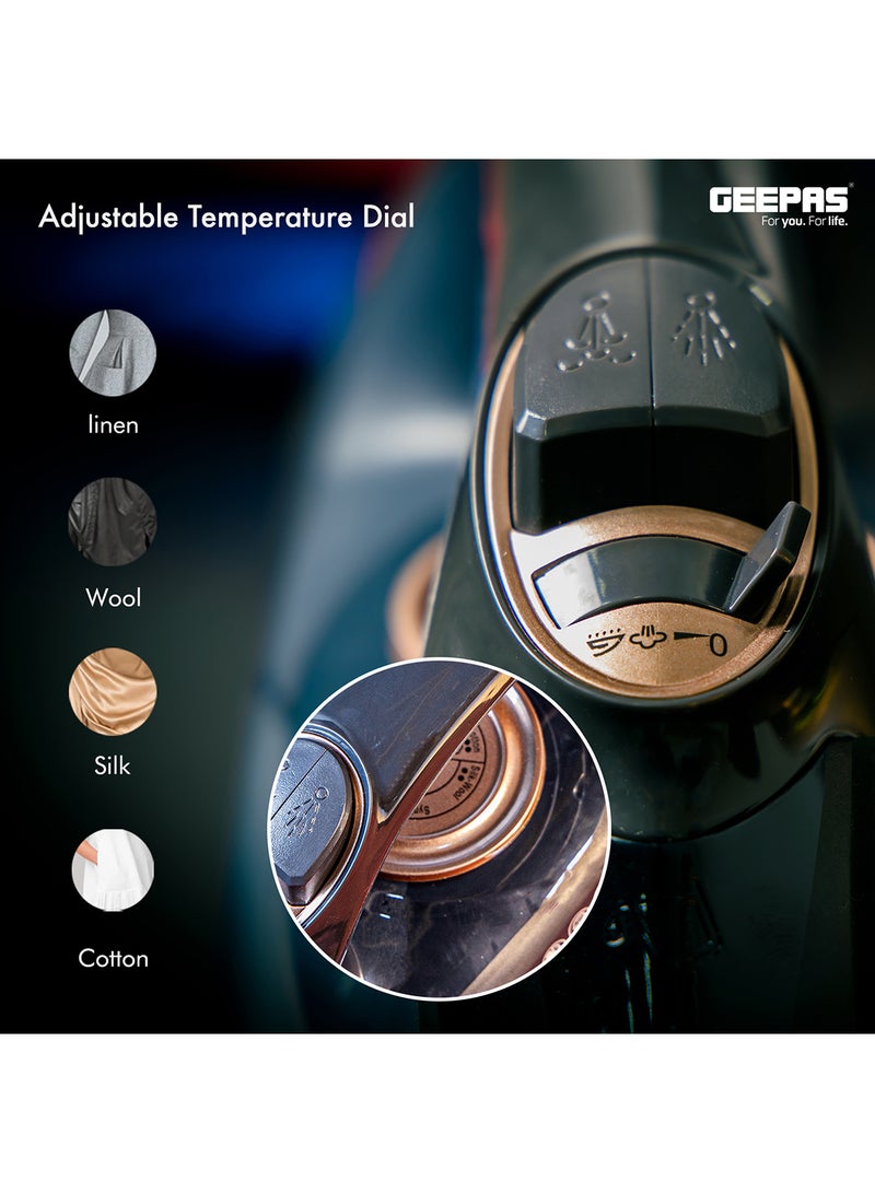 GEEPAS - Dry and Wet Steam Iron with Self-clean function, Adjustable Temperature Control, Ceramic Soleplate, Dry/ Steam/ Burst of Steam/ Vertical Steam Function 220 ml 2400 W GSI7703N Black - Image 1