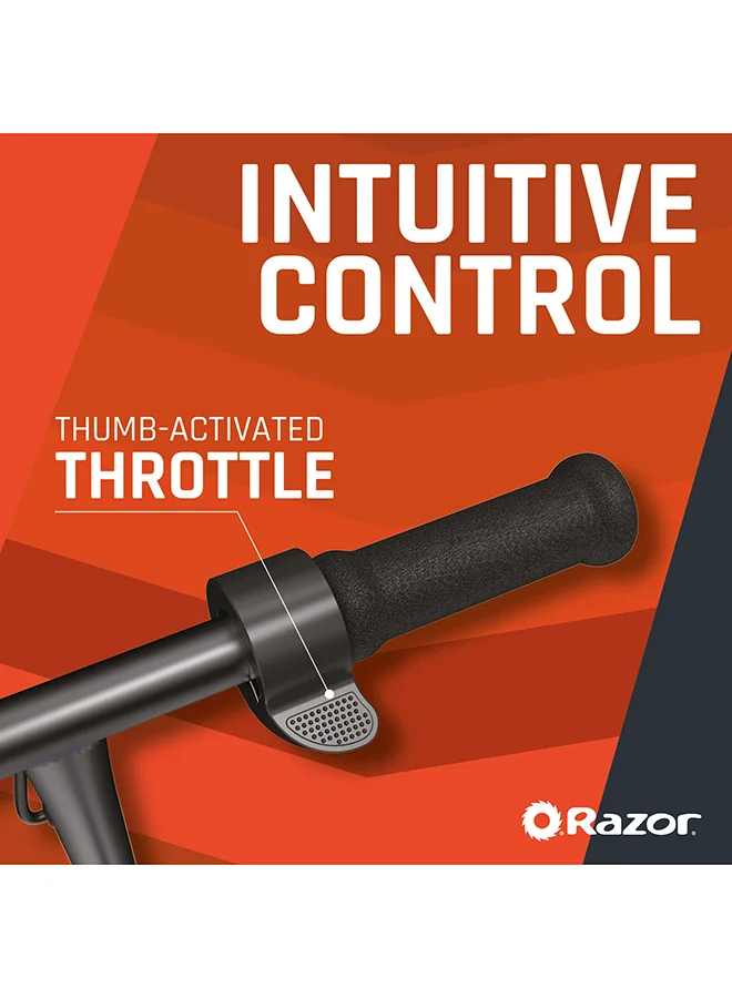 ريزر سكوتر كهربائي Razor Power core S85، سرعة تصل إلى 16 كم/ساعة، بطارية قابلة لإعادة الشحن 12 فولت، إطار أمامي هوائي مقاس 8 بوصات، فرامل خلفية، إطار فولاذي خفيف الوزن - أزرق 85.4 x 40 x 89سم