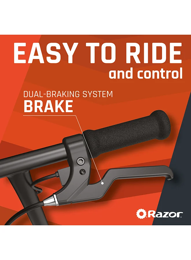 ريزر سكوتر كهربائي Razor Power core S85، سرعة تصل إلى 16 كم/ساعة، بطارية قابلة لإعادة الشحن 12 فولت، إطار أمامي هوائي مقاس 8 بوصات، فرامل خلفية، إطار فولاذي خفيف الوزن - أزرق 85.4 x 40 x 89سم