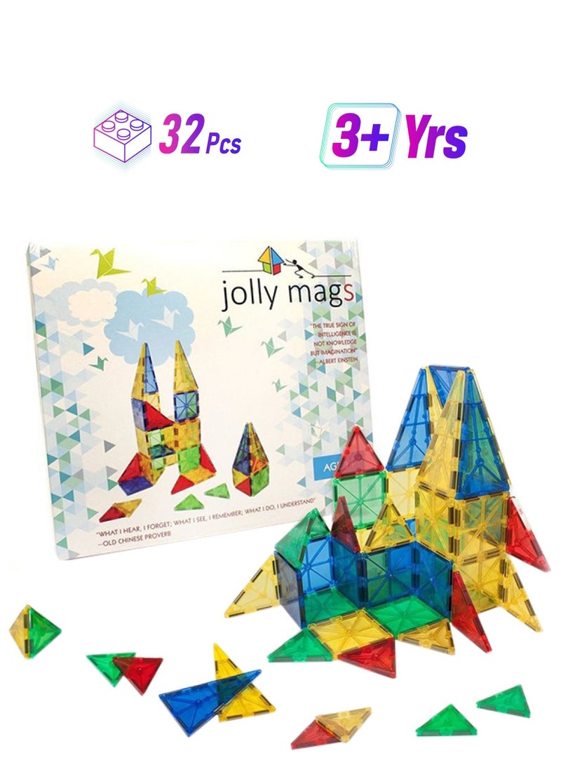 Jolly Mags JZRtoys01 32-Piece Magnetic Building Blocks 32 3+ Years  - Image 1