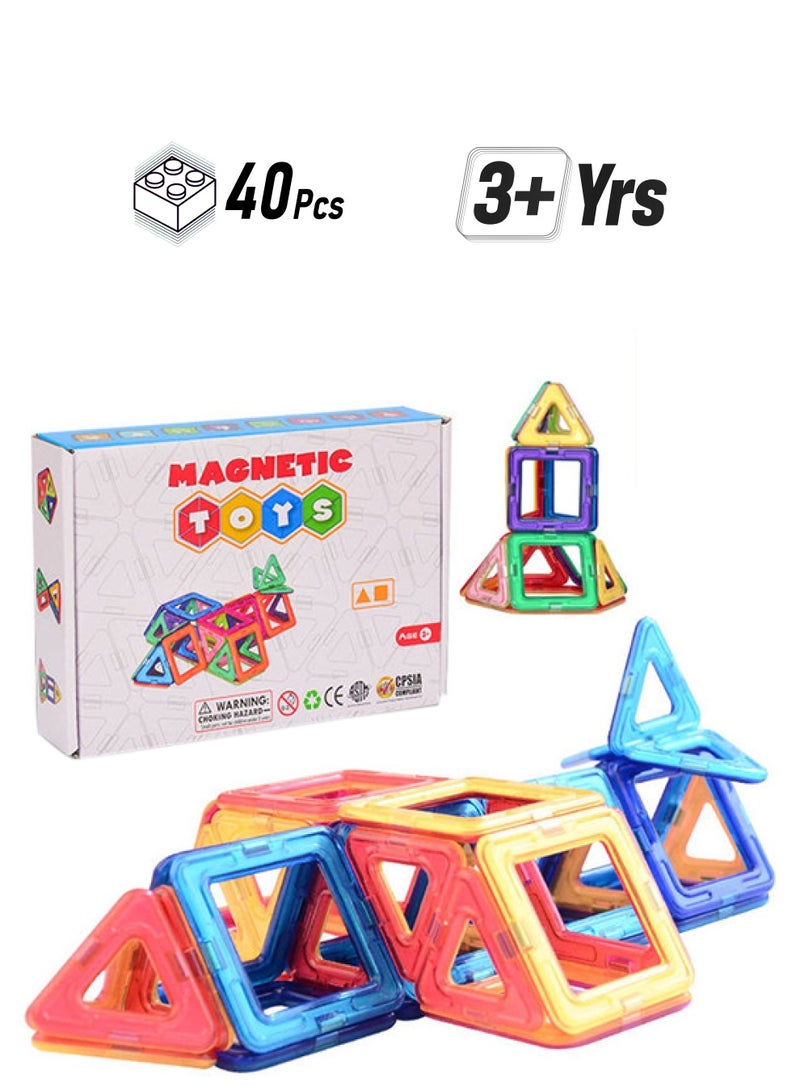 عربست مجموعة مكعبات بناء مغناطيسية ثلاثية الأبعاد جولي ماجس مكونة من 40 قطعة JZRtoys04 40 أكبر من3 سنوات - Image 1