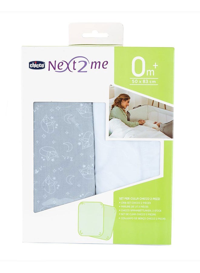 Chicco - Crib Set 2 Fitted Sheets For Next2Me Air / Magic, Grey Fox - Image 1