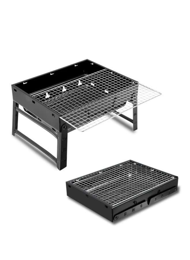 LAWAZIM - stainless steel foldable bbq grill | portable barbecue grill 35 x 27cm black | outdoor stainless steel charcoal grill | durable and easy to clean Multicolour 35x27cm - Image 1