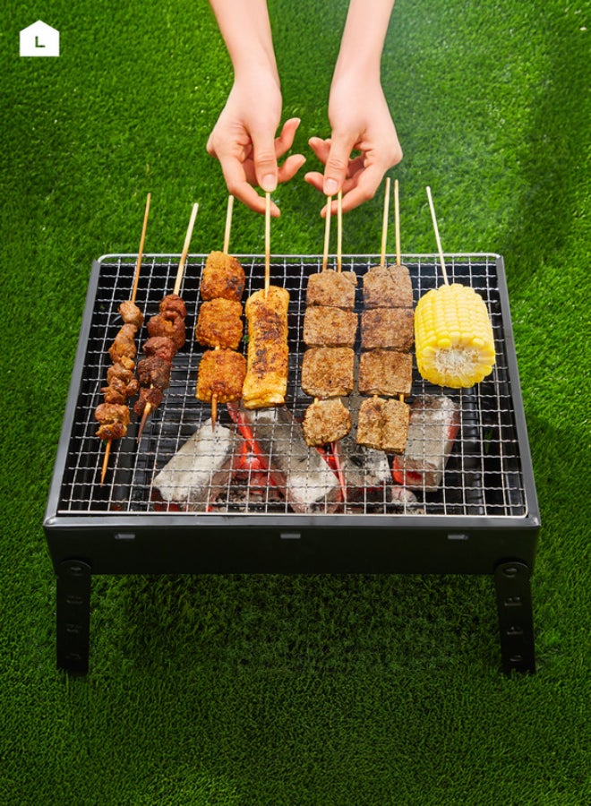 LAWAZIM - stainless steel foldable bbq grill | portable barbecue grill 35 x 27cm black | outdoor stainless steel charcoal grill | durable and easy to clean Multicolour 35x27cm - Image 1