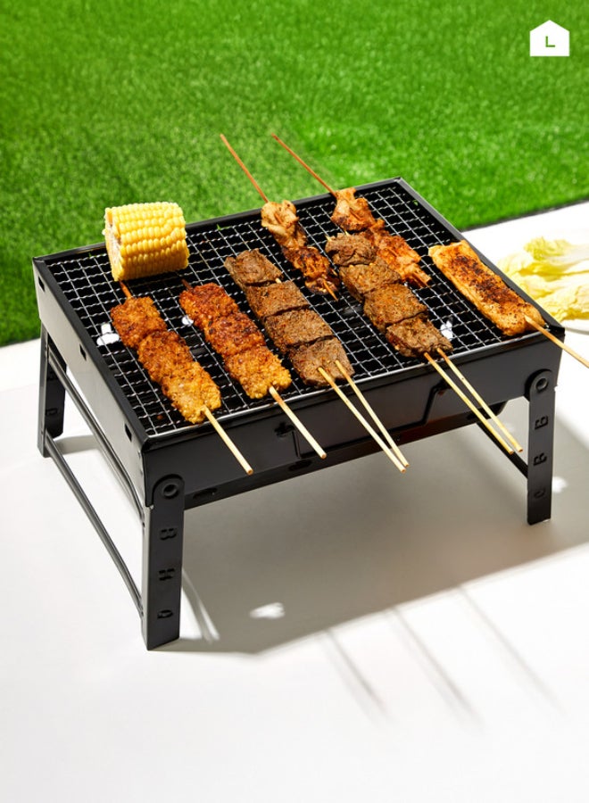 LAWAZIM - stainless steel foldable bbq grill | portable barbecue grill 35 x 27cm black | outdoor stainless steel charcoal grill | durable and easy to clean Multicolour 35x27cm - Image 1