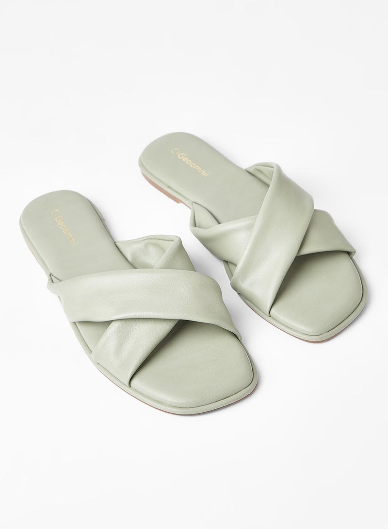 Geoomnii - Comfortable Footbed Trendy Flat Sandals Birsk Green - Image 1