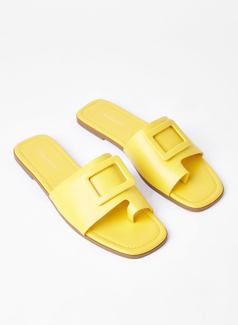 Geoomnii - Comfortable Footbed Trendy Flat Sandals Ogre Yellow - Image 1