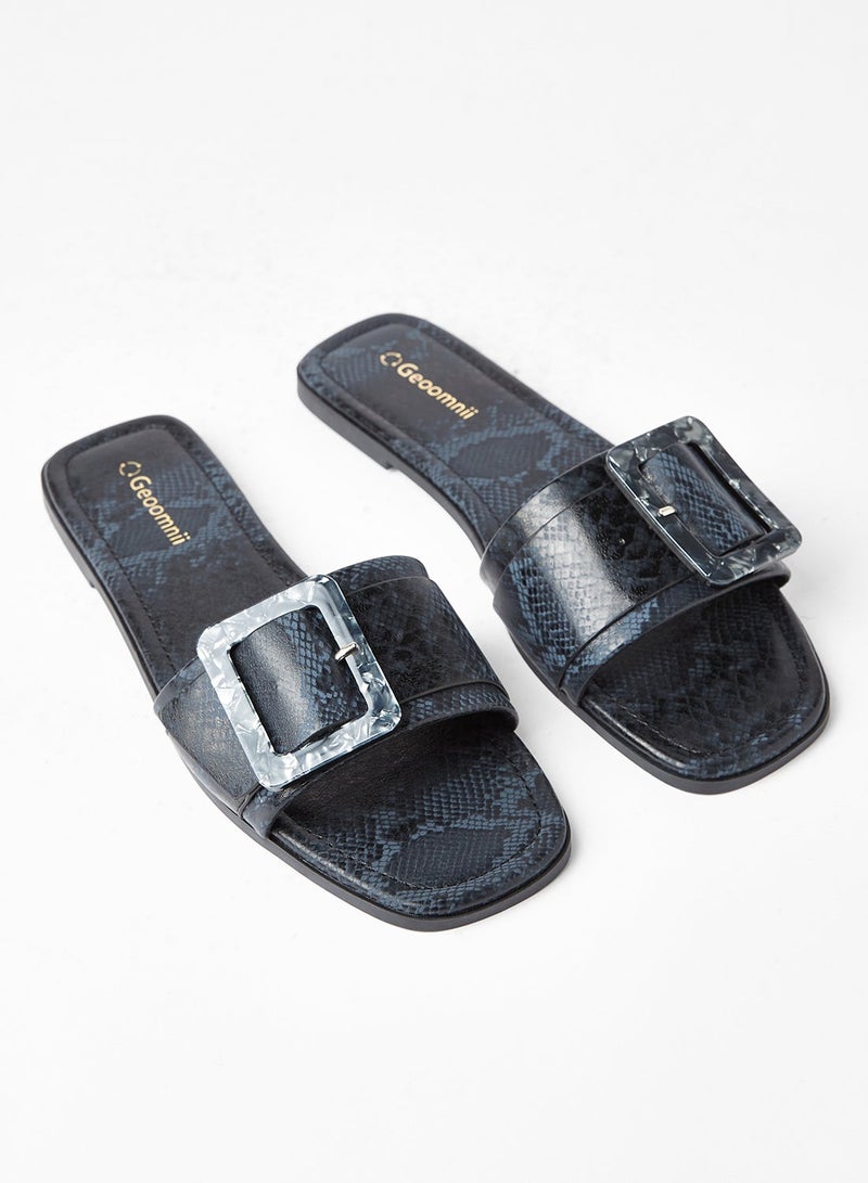 Geoomnii - Comfortable Footbed Trendy Flat Sandals Berg Black/Blue - Image 1