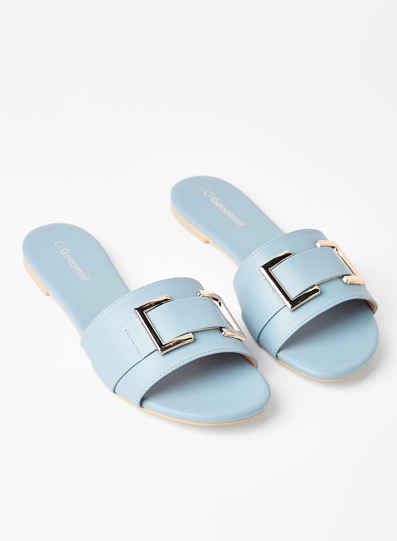 Geoomnii - Comfortable Footbed Trendy Flat Sandals Blue - Image 1