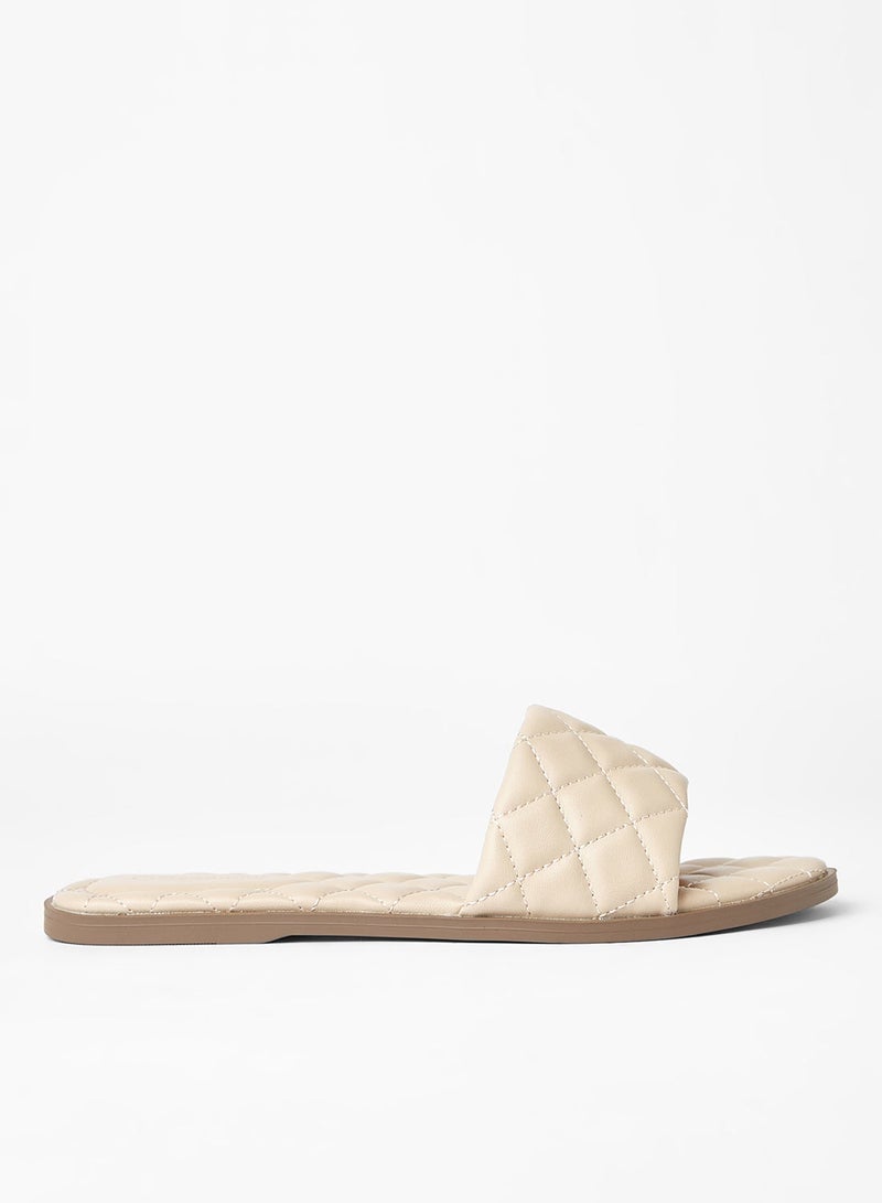 Geoomnii - Comfortable Footbed Trendy Flat Sandals Ruse Beige - Image 1