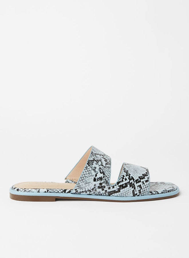 Geoomnii - Lissy Animal Print Flat Sandals Blue/Black - Image 1
