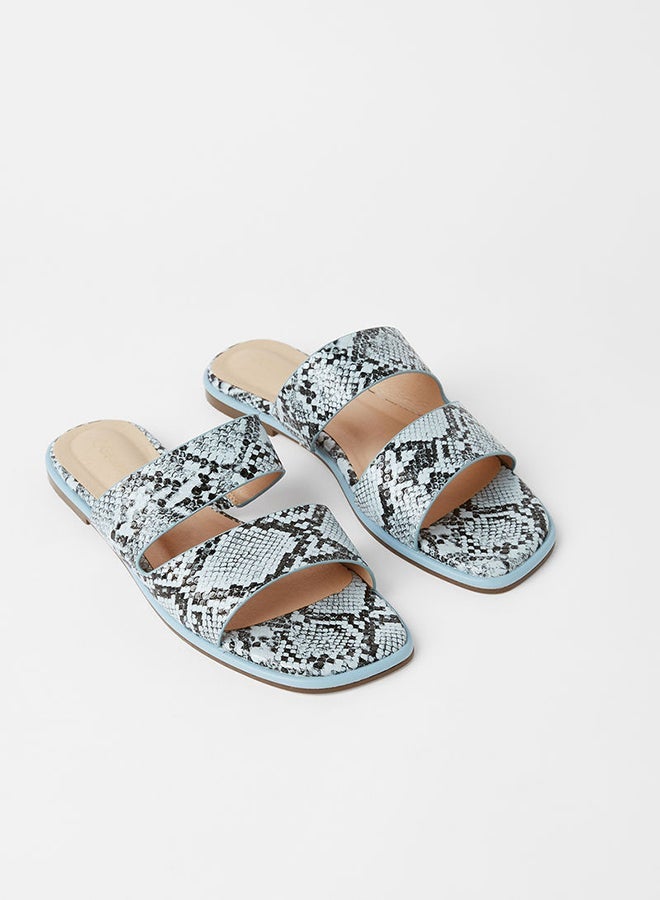 Geoomnii - Lissy Animal Print Flat Sandals Blue/Black - Image 1