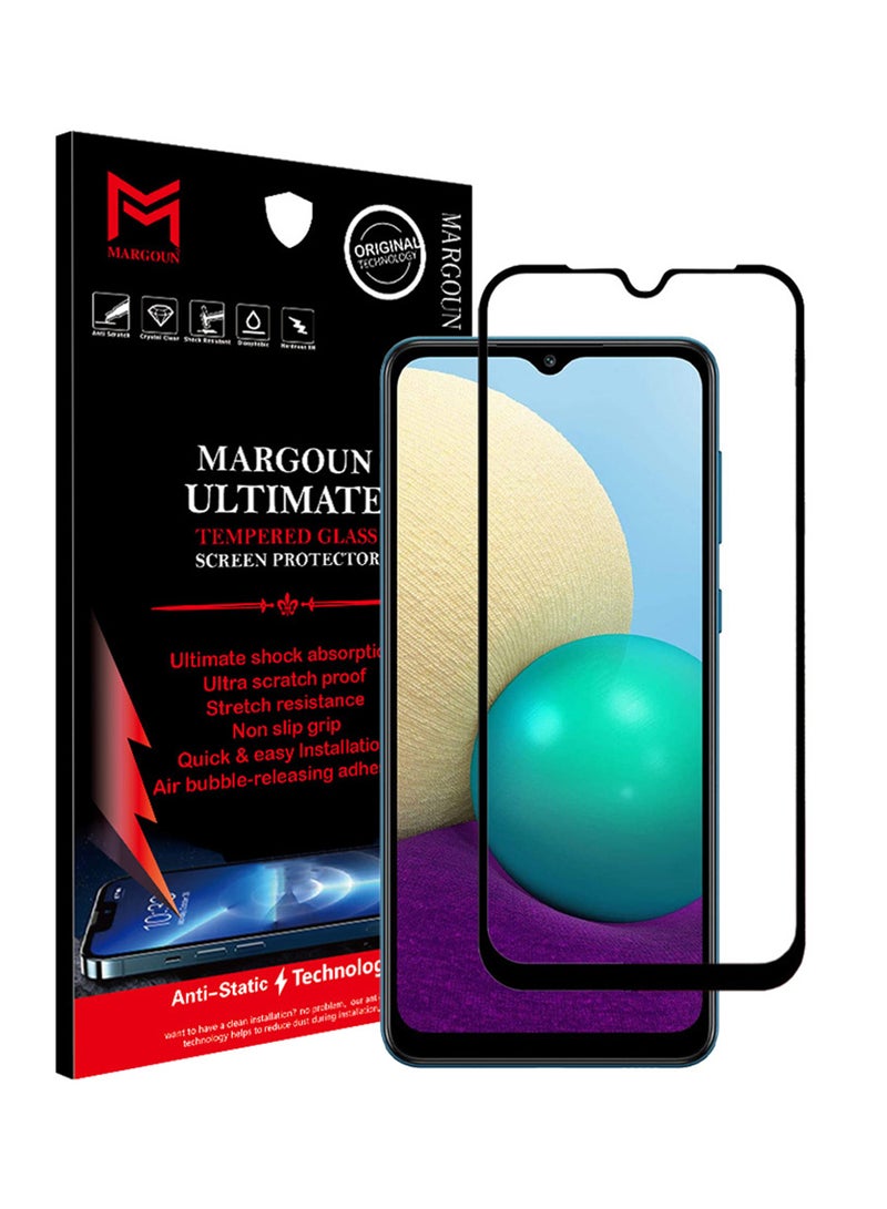 مارجون لاصقة حماية للشاشة ألتيميت من الزجاج المقوى لهاتف سامسونج جالاكسي A02 أسود/شفاف - Image 1