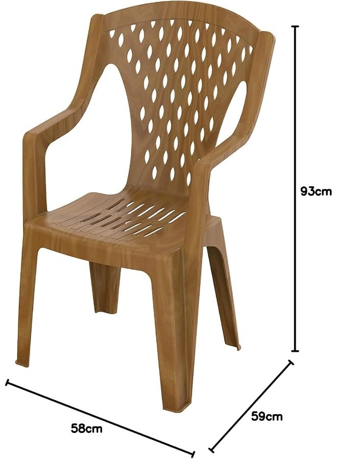 Cosmoplast Queen Plastic Armchair Sandalwood 59x58x93cm - Image 2