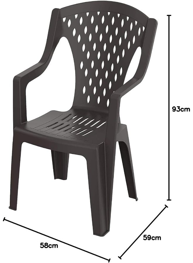 Cosmoplast Queen Plastic Armchair Brown 59x58x93cm - Image 3