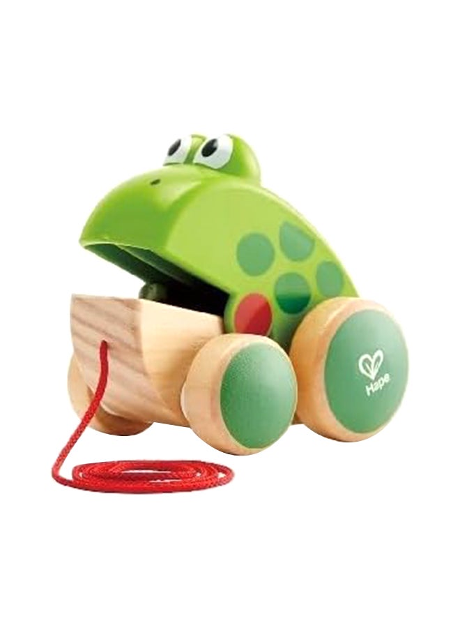 Hape Frog Pull-Along | Wooden Frog Fly Eating Pull Toddler Toy, Wooden Toys For Walking Toddlers, Interactive Wooden Animal Toy, Hape Toys, Multicolour 1+ Years 11.9 x 8.5 x 9.7cm  - Image 1