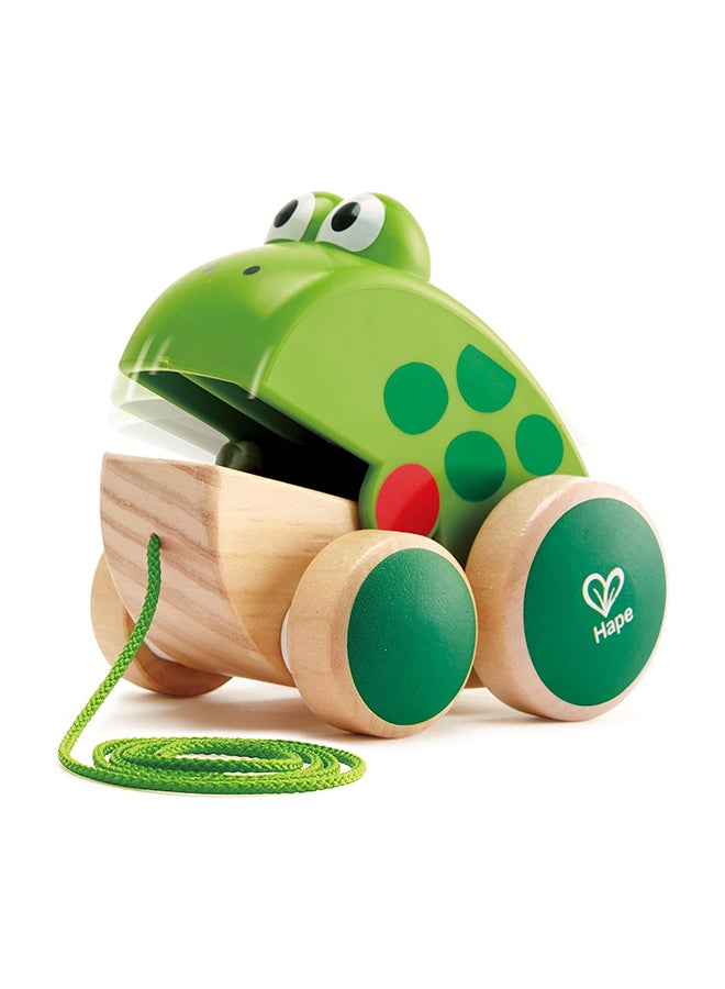 Hape Frog Pull-Along | Wooden Frog Fly Eating Pull Toddler Toy, Wooden Toys For Walking Toddlers, Interactive Wooden Animal Toy, Hape Toys, Multicolour 1+ Years 11.9 x 8.5 x 9.7cm  - Image 2