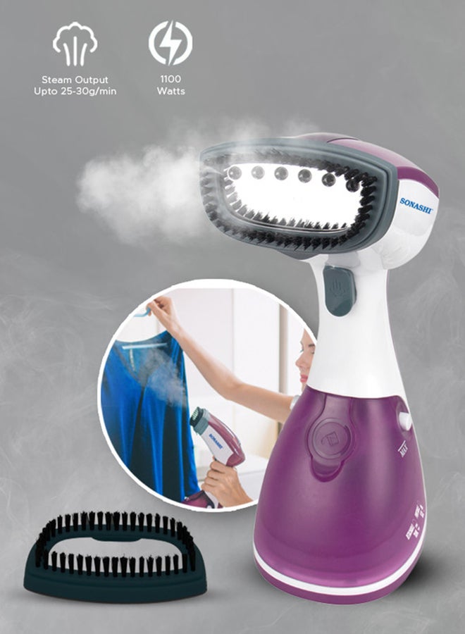 SONASHI Garment Steam Iron with Water Tank Ultra Easy Wrinkle Remover Steamer Portable Travel-Friendly 16 Max Handheld 250 ml 1100 W SGS-315 Purple  - Image 1