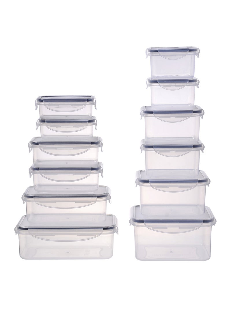 Amal 12 Piece Food Storage Container Set - Food Storage Box - Storage Boxes - Kitchen Cabinet Organizers - Food Container - Clear/Dark Blue Clear/Dark Blue - Image 1