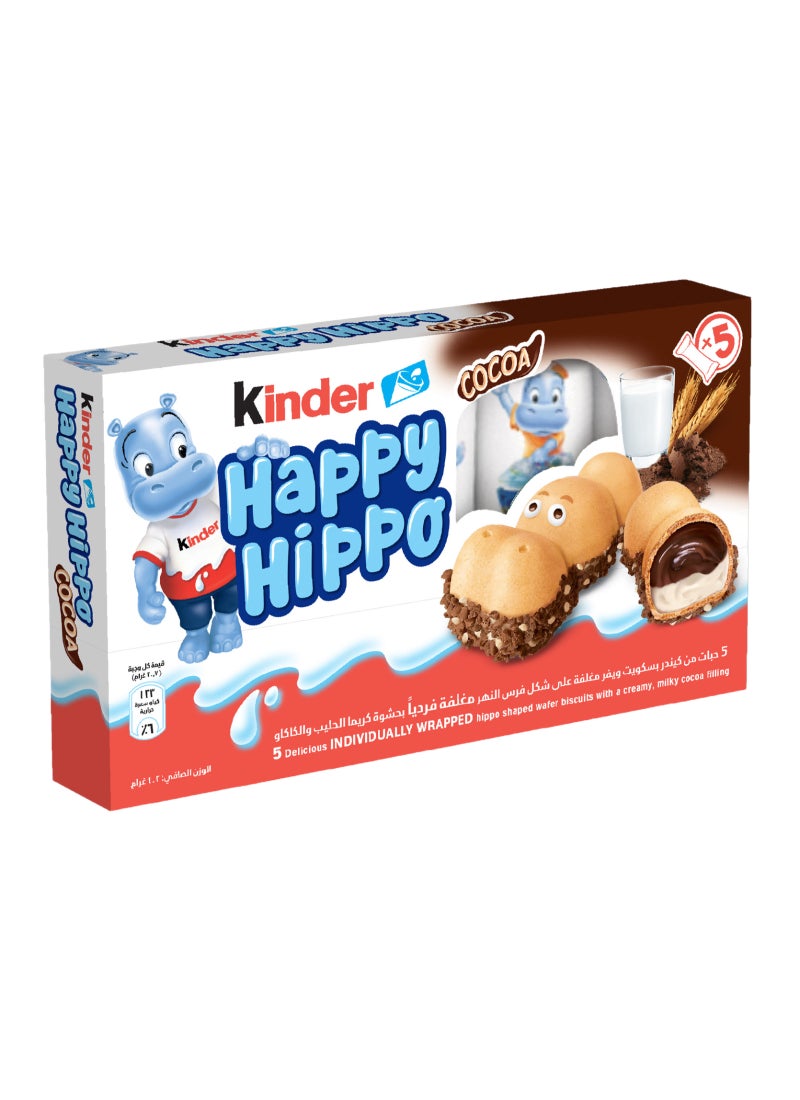 Kinder Happy Hippo With Double Cream Filling Individually Wrapped 5 Biscuits 103.5grams - Image 1