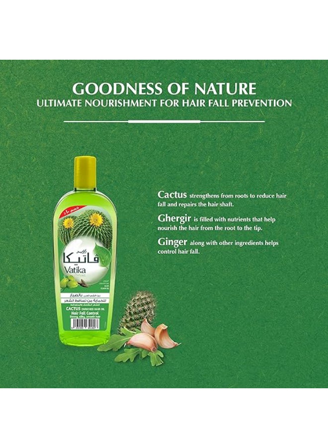 VATIKA - Hair Fall Control Oil with Cactus, Olive & Cumin For Strong, Silky & Smooth Hair - 180ml - Image 1