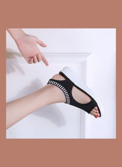 Open Toe Low Wedge Knitted Sandals Black