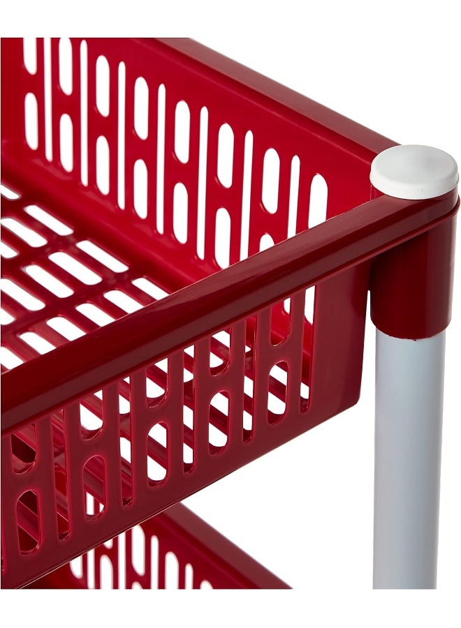 كوزموبلاست درج خضار بعجلات 4 رفوف احمر 45 x 30 x 89سم - Image 5