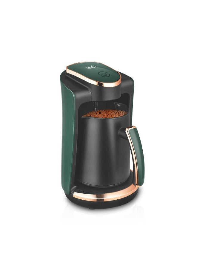 Saachi Turkish Coffee Maker NL-COF-7046-GN, 4 Cups Automatic Electric Coffee Machine, Anti-Overflow System, 250ml Tank, Tea & Turkish Coffee Brewer, 400W 250 ml 400 W NL-COF-7046-GN Green - Image 1