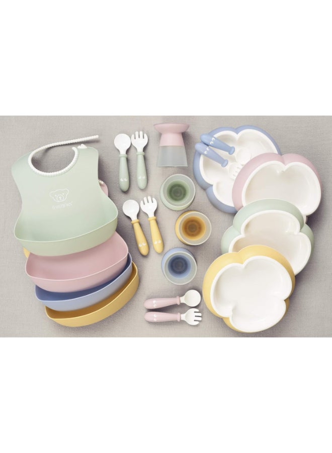 BABYBJORN - Pack Of 6 Baby Plate, Spoon, Fork - Powder Green - Image 1
