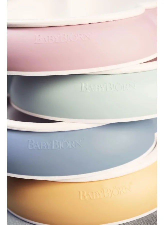 BABYBJORN Pack Of 2 Baby Plate, Spoon With Fork For Feeding Powder Blue And White