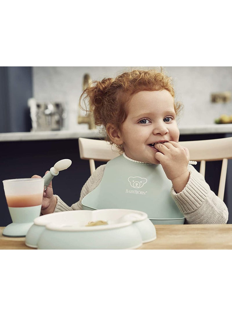 BABYBJORN - Pack Of 2 Baby Spoon And Fork Powder Green And White - Image 1