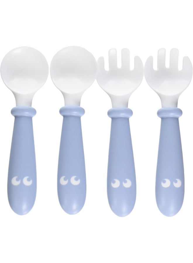 BABYBJORN - Pack Of 2 Baby Spoon And Fork Powder Blue And White - Image 1