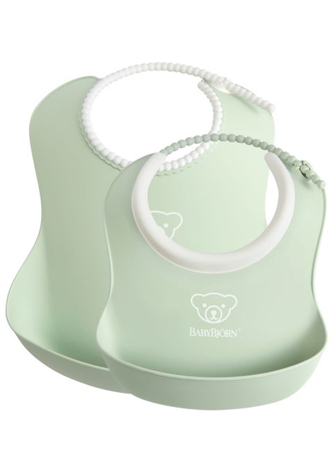 Pack Of 2 Baby Feeding Bib Set, Powder Green