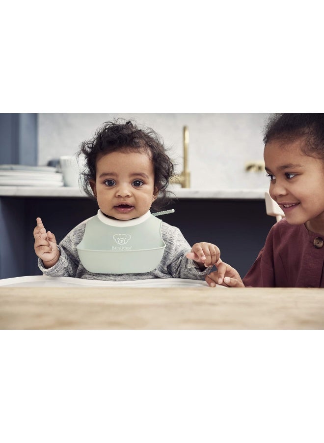 BABYBJORN - Pack Of 2 Baby Feeding Bib Set, Powder Green - Image 1