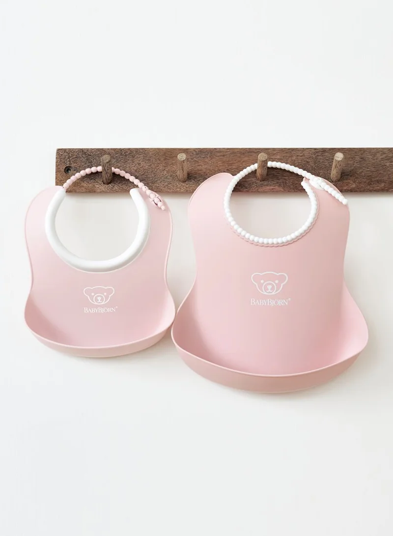 بيبي جورن Pack Of 2 Feeding Baby Bib Set Powder Pink