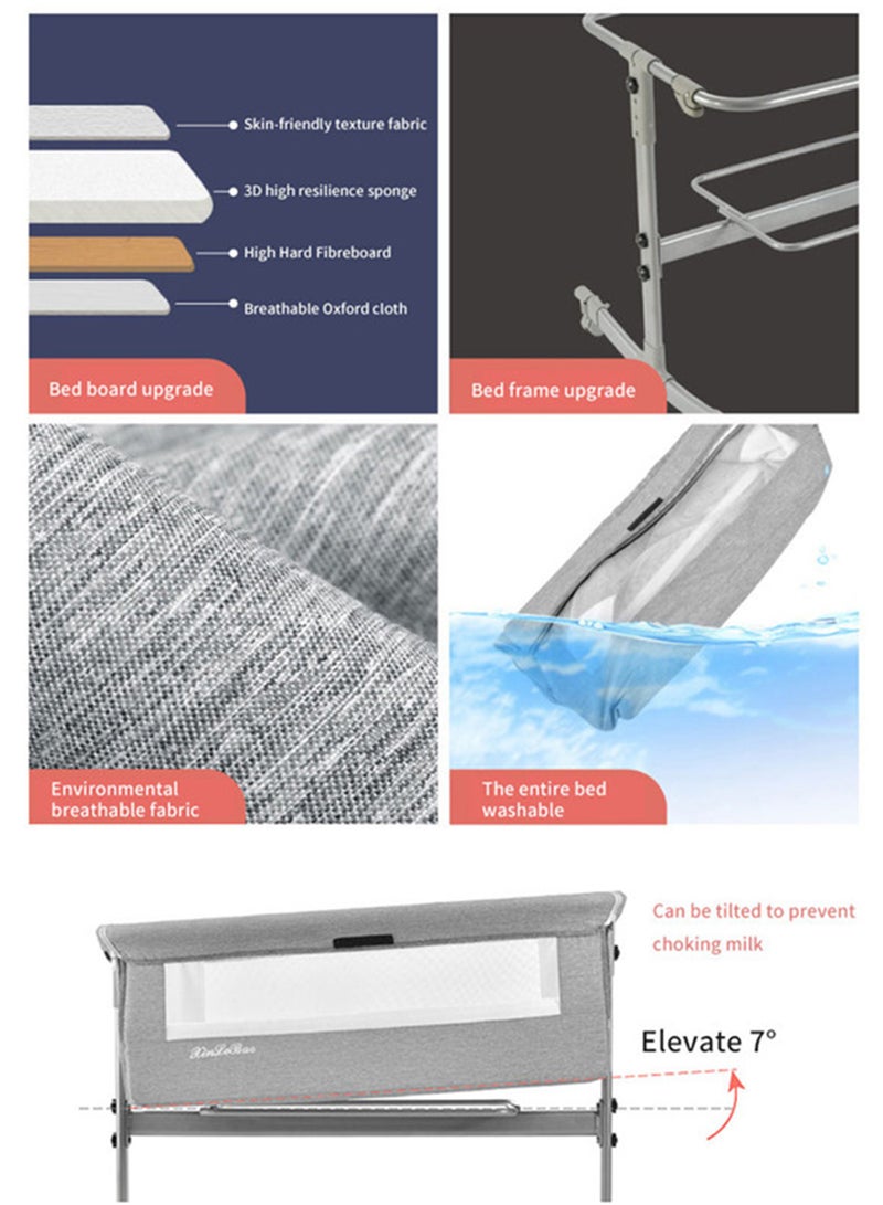 Kidle - 3-In-1 Multifunctional Portable Movable Folding Crib Baby Bassinet Sleeping Basket For Newborn - Grey - Image 1